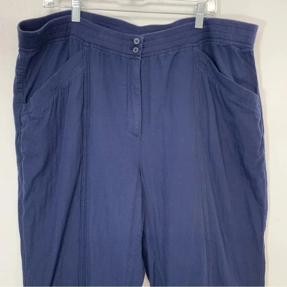 J Jill Pants Woman Sz  22 Blue  Pockets Front Zip   Elastic High Waist - Picture 2 of 13